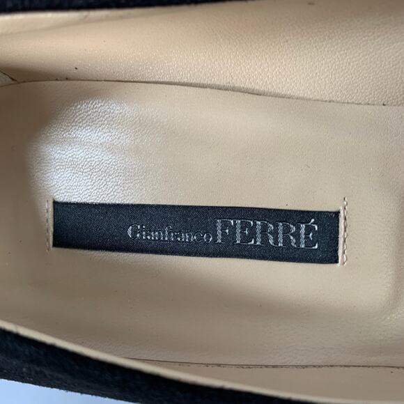 GIANFRANCO FERRE Size 9 Black Suede Platform Pumps - Picture 7 of 10